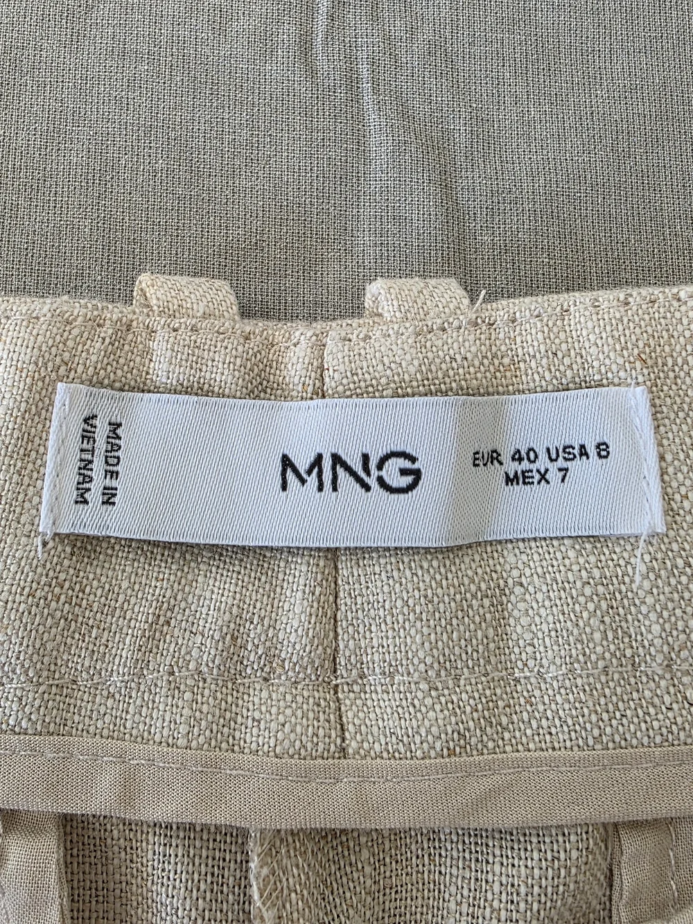MANGO Suit Linen Trousers Straight Pants Beige High Rise NWOT US 8 EUR 40